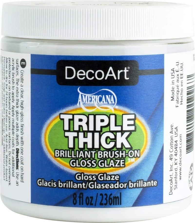 DecoArt Triple Thick Gloss Glaze - 3 Pack 8oz Clear Coat Gloss Glaze - Brush On Ceramic Glaze Luster Sheen for Home Decor, Wall Art Projects, Art Stuff, & DIY Crafts - Thick Clear Glaze with E-Book - Image 3